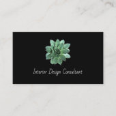 Elegant Succulent Botanical QR code Black  名刺 (正面)
