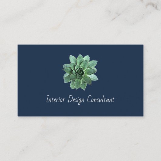 Elegant Succulent Modern Botanical QR code 名刺 (正面)