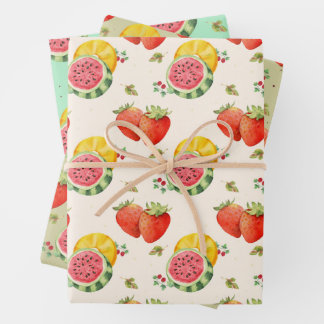 Elegant Summer Fruit Pattern ラッピングペーパーシート