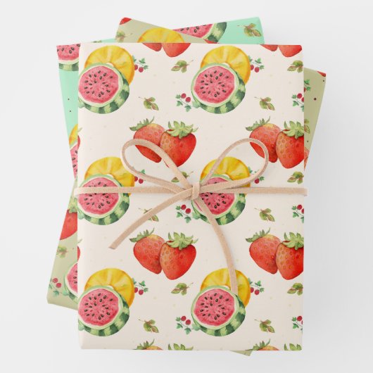 Elegant Summer Fruit Pattern ラッピングペーパーシート (インサイチュ)