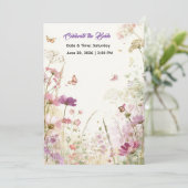 Elegant Summer Meadow Wildflowers Bridal Shower 招待状 (スタンド正面)