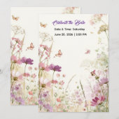 Elegant Summer Meadow Wildflowers Bridal Shower 招待状 (正面/裏面)