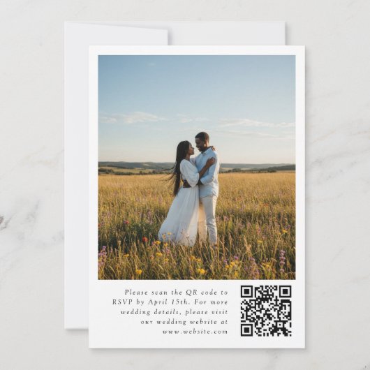 Elegant Summer Wildflower QR Code Photo Wedding 招待状 (裏面)