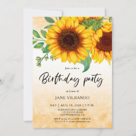 Elegant Sunflower Birthday Party Invitation 招待状