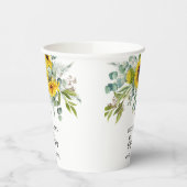 Elegant Sunflower & Eucalyptus Boho Cross Baptism 紙コップ (左)