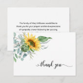 Elegant Sunflower Floral Sympathy Thank You サンキューカード (正面/裏面)
