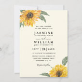 Elegant Sunflower Rustic Modern QR Code Wedding 招待状 (正面)