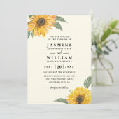 Elegant Sunflower Rustic Modern QR Code Wedding 招待状 (スタンド正面)