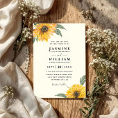 Elegant Sunflower Rustic Modern QR Code Wedding 招待状