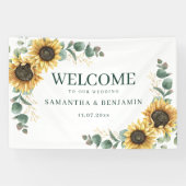 Elegant Sunflower Watercolor Wedding Custom 横断幕 (横)