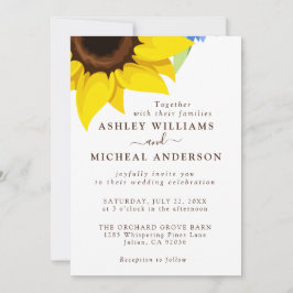 Elegant Sunflower Wedding Invitation With Photo 招待状