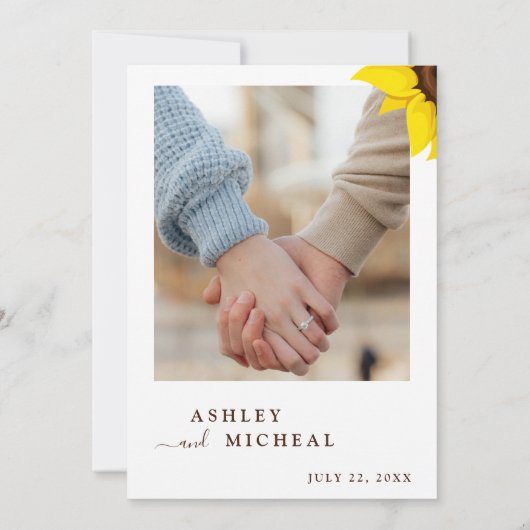 Elegant Sunflower Wedding Invitation With Photo 招待状 (裏面)