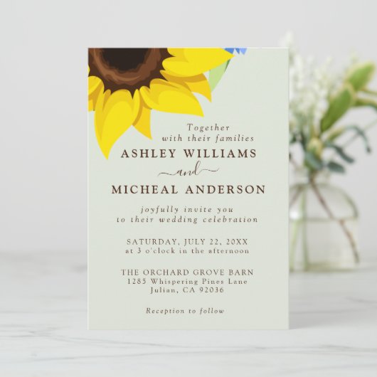 Elegant Sunflower Wedding Invitation With Photo 招待状 (スタンド正面)