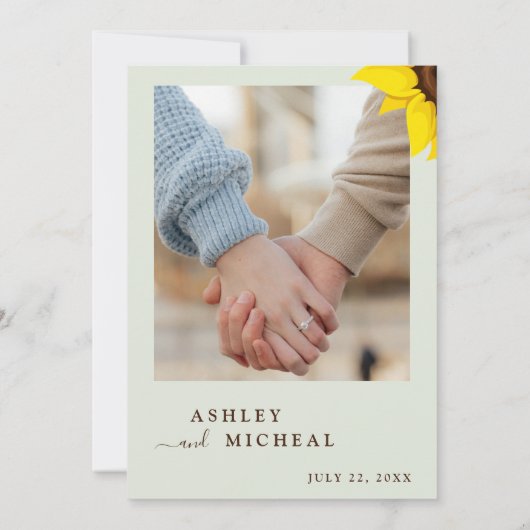 Elegant Sunflower Wedding Invitation With Photo 招待状 (裏面)