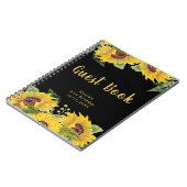 Elegant Sunflowers and Foliage Birthday Guest Book ノートブック (左側)