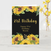 Elegant Sunflowers and Foliage Birthday Party カード (黄色い花)