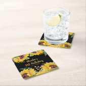 Elegant Sunflowers and Foliage Birthday Party スクエアペーパーコースター (インサイチュ)