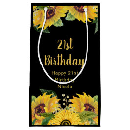 Elegant Sunflowers and Foliage Birthday Party スモールペーパーバッグ