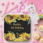Elegant Sunflowers and Foliage Birthday Party ペーパープレート (パーティー)