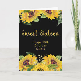 Elegant Sunflowers and Foliage Sweet Sixteen カード