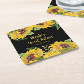 Elegant Sunflowers and Foliage Sweet Sixteen スクエアペーパーコースター (アングル)