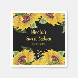 Elegant Sunflowers and Foliage Sweet Sixteen スタンダードカクテルナプキン