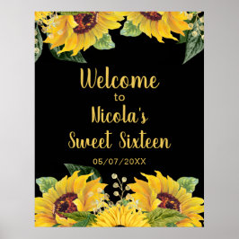 Elegant Sunflowers and Foliage Sweet Sixteen ポスター