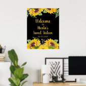Elegant Sunflowers and Foliage Sweet Sixteen ポスター (ホームオフィス)