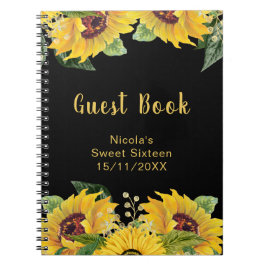 Elegant Sunflowers and Foliage Sweet Sixteen Guest ノートブック