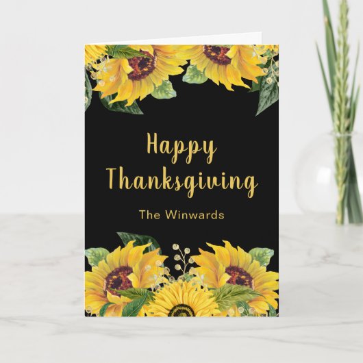 Elegant Sunflowers and Foliage Thanksgiving Party シーズンカード (正面)