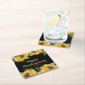 Elegant Sunflowers and Foliage Thanksgiving Party スクエアペーパーコースター (インサイチュ)