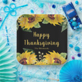 Elegant Sunflowers and Foliage Thanksgiving Party ペーパープレート (パーティー)