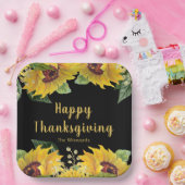 Elegant Sunflowers and Foliage Thanksgiving Party ペーパープレート (パーティー)