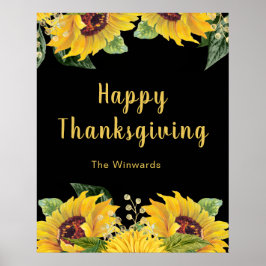 Elegant Sunflowers and Foliage Thanksgiving Party ポスター