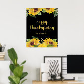Elegant Sunflowers and Foliage Thanksgiving Party ポスター (ホームオフィス)