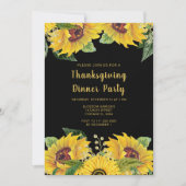 Elegant Sunflowers and Foliage Thanksgiving Party 招待状 (正面)