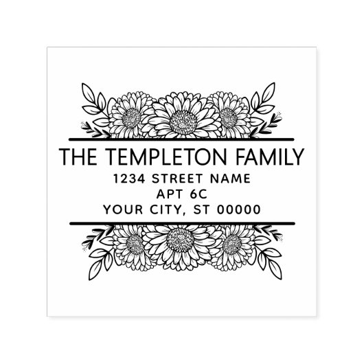 Elegant Sunflowers Border Name Return Address セルフインキングスタンプ (デザイン)