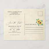 Elegant Sunflowers Garden Floral Save the Date 案内ポストカード (裏面)