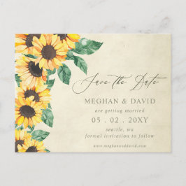 Elegant Sunflowers Garden Floral Save the Date 案内ポストカード