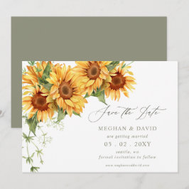 Elegant Sunflowers Garden Floral Save the Date 案内状