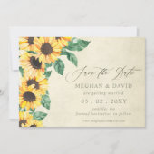 Elegant Sunflowers Garden Floral Save the Date 案内状 (正面)