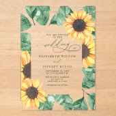 Elegant Sunflowers Garden Floral Wedding アクリル招待状 (正面)
