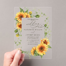 Elegant Sunflowers Garden Floral Wedding アクリル招待状