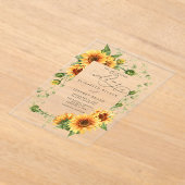 Elegant Sunflowers Garden Floral Wedding アクリル招待状 (レイダウン)