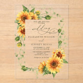 Elegant Sunflowers Garden Floral Wedding アクリル招待状 (正面)