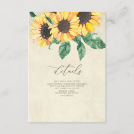 Elegant Sunflowers Garden Floral Wedding  エンクロージャーカード