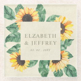Elegant Sunflowers Garden Floral Wedding ガラスコースター