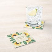 Elegant Sunflowers Garden Floral Wedding スクエアペーパーコースター (インサイチュ)