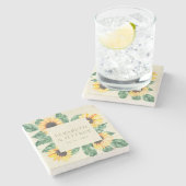 Elegant Sunflowers Garden Floral Wedding ストーンコースター (横)