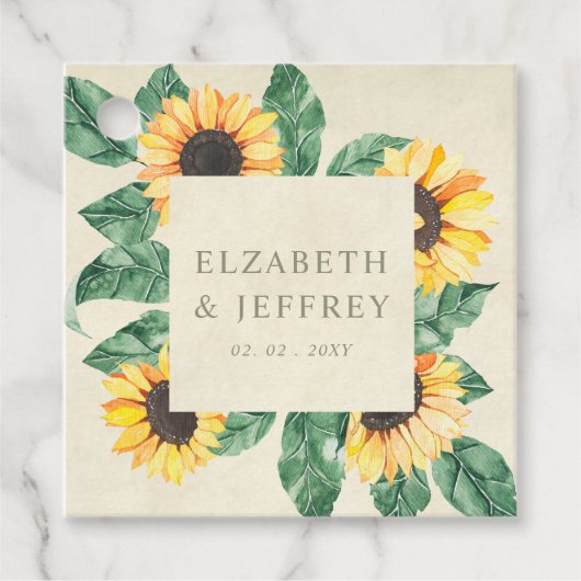 Elegant Sunflowers Garden Floral Wedding フェイバータグ (正面)